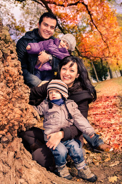 family in the autumn park