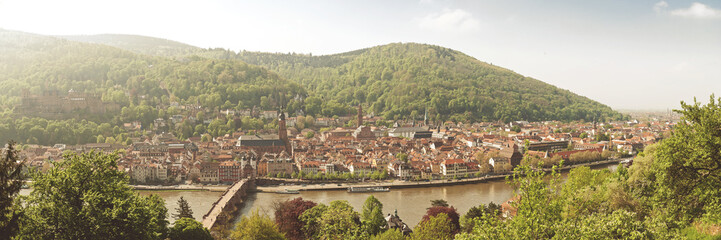 Fototapeta na wymiar Widok Starego Miasta Heidelberge w świetle wcześnie rano