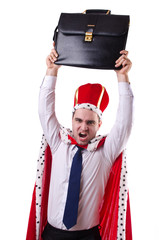 King businessman isolated on white