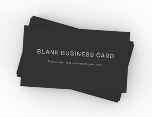 A stack of black business cards