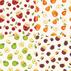 Set of fruit seamless patterns