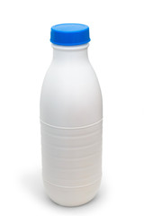 plastic milk bottle isolated on white