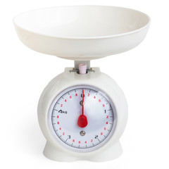 scales kitchen plastic grocery isolated on white backgroun