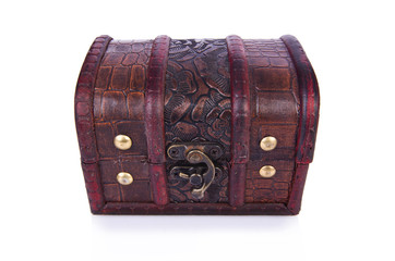 Old chest isolated on the white background