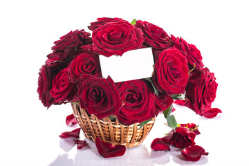 roses in a wicker basket