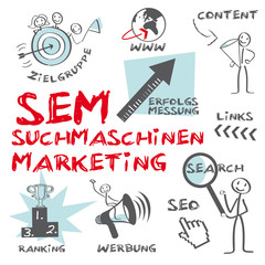 Obraz premium SEM Suchmaschinenmarketing, SEO, SEA