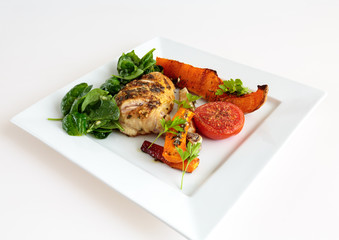 Roast chicken with roasted vegetables