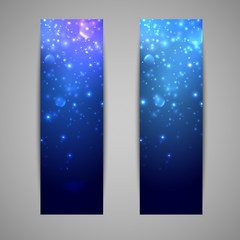 holiday blue banners with sparkles