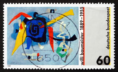 Postage stamp Germany 1989 Bluxao I, by Willi Baumeister