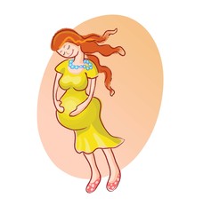 Waiting for a miracle.Pregnant woman vector