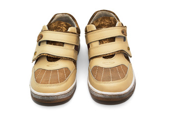 suede boots sneakers brown isolated on white background