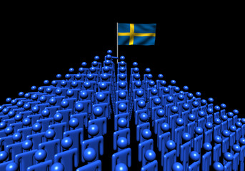 Fototapeta premium Pyramid of abstract people with Swedish flag illustration