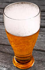 beer on wood background