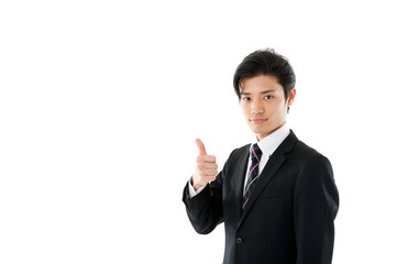 グッドポーズをする若いビジネスマン