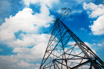 High-voltage tower sky background