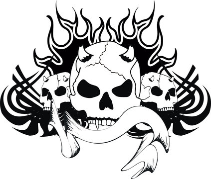 skull tribal tattoo vector10