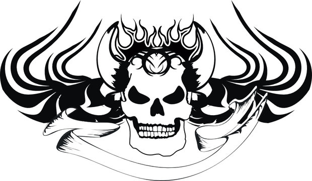 skull tribal tattoo vector8
