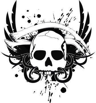 skull tribal tattoo vector4