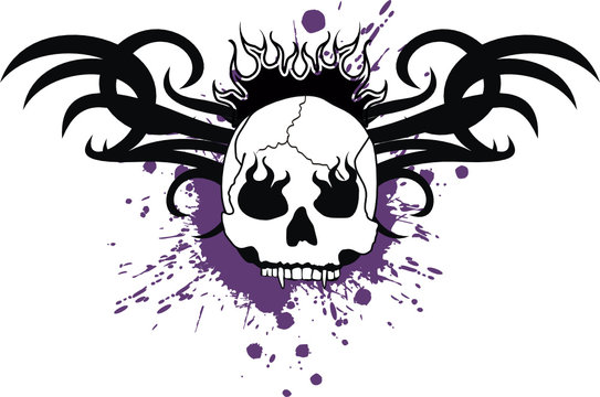 skull tribal tattoo vector3