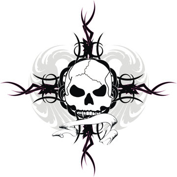 skull tribal tattoo vector1