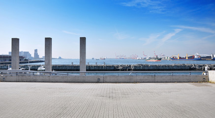 Panorama View of Tempozan harborland port area, osaka, japan