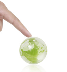 earth globe in his hands