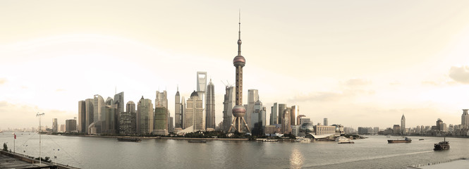Naklejka premium Shanghai's modern architecture cityscape panoramic photo skyline