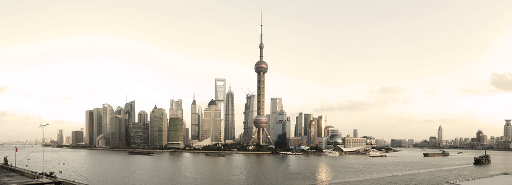Shanghai's modern architecture cityscape panoramic photo skyline