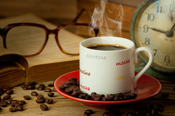 coffee cup and coffee beans