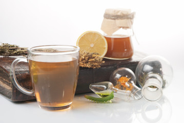 green tea with small pot and cups