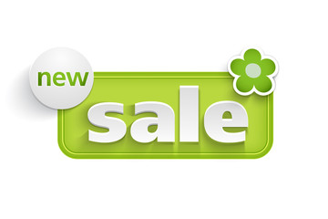 Green sale label with flower