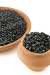 Black beans in clay pots