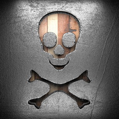 metal sign on wood