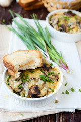 rice with mushrooms and crispy cheese