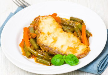white fish fillet with vegetables
