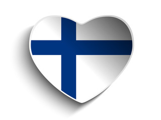 Obraz premium Finland Flag Heart Paper Sticker