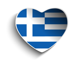 Obraz premium Greece Flag Heart Paper Sticker