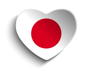 Japan Flag Heart Paper Sticker