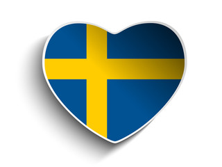 Sweden Flag Heart Paper Sticker