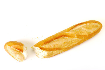 long loaf, Baguette on white background