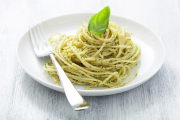 spaghetti with pesto sauce