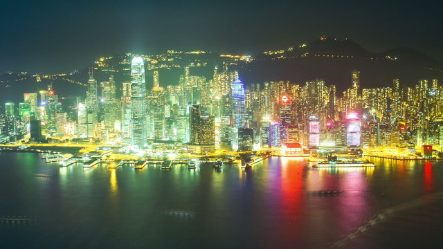 Skyscrapers in HongKong. Timelapse