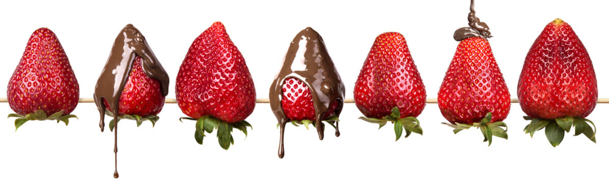 strawberries and chocolate isolated