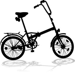 Silhouette of a tourist bicycle on a white background