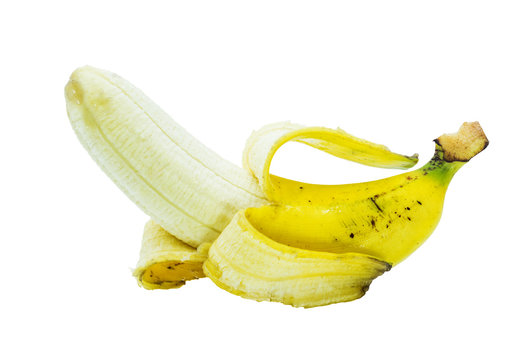 Open banana isolated