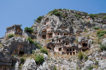 Fototapeta premium Lycian tombs in Myra, Demre (Turkey)