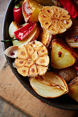 Oven-baked vegetables in a pan