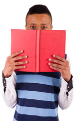 young African American student with a book