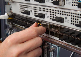 Network engineer insert transceiver