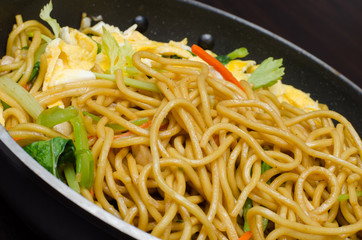 Yakisoba Thai style,Thai noodle in pan